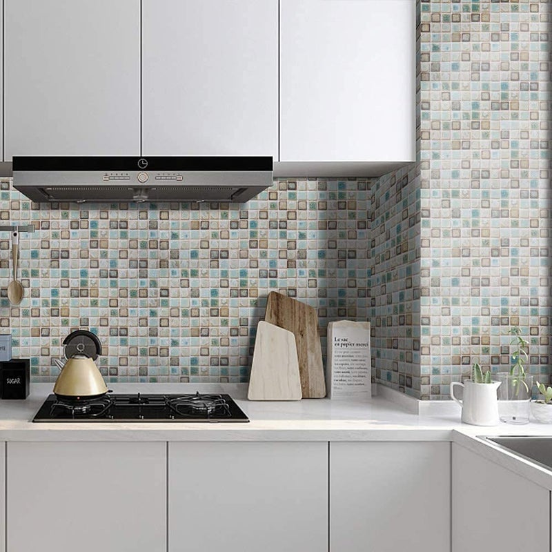 Abyssaly 15.7" X 196.8" Self-Adhesive Wallpaper Thick Removable 3D Effect Peel and Stick Wall Paper Countertop Shelf Paper Kitchen Bathroom Mosaic Wallpaper - Image 5